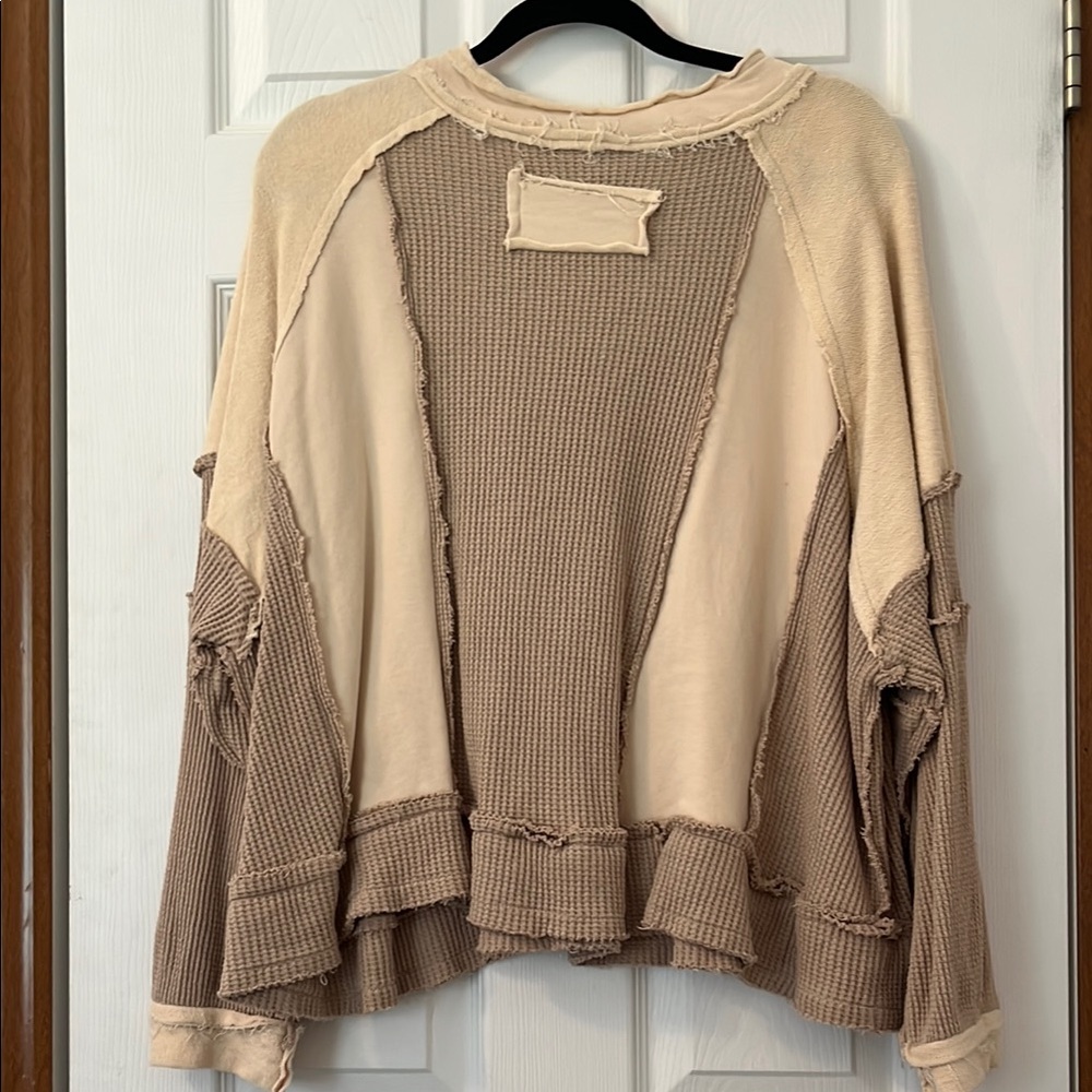 POL Beige and Brown Long Sleeve Top - Picture 3 of 3